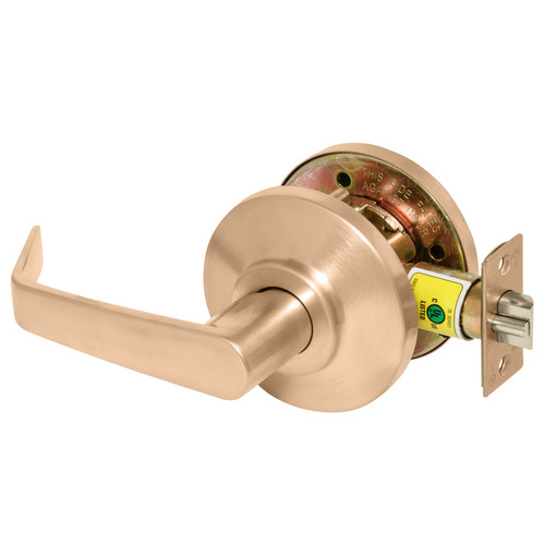 Grade 2 Exit Cylindrical Lock, 15 Lever, Non-Keyed, Satin Bronze Finish