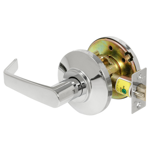 Grade 2 Exit Cylindrical Lock, 15 Lever, Non-Keyed, Bright Chrome Finish