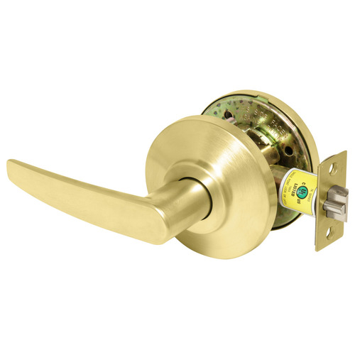 Satin Brass Exit Cylindrical Lock Grade 2 16 Lever Non-Keyed Non-Handed