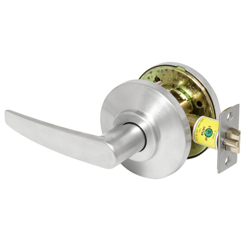 Grade 2 Exit Cylindrical Lock, 16 Lever, Non-Keyed, Satin Chrome Finish