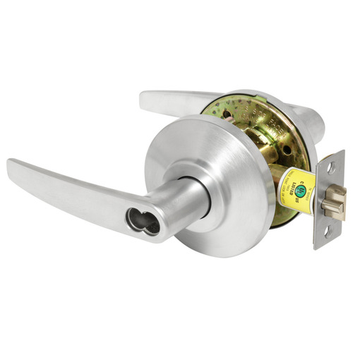 Storeroom Cylindrical Lock, Grade 2, 16 Lever, SFIC Less Core, Satin Chrome Finish, Non-handed