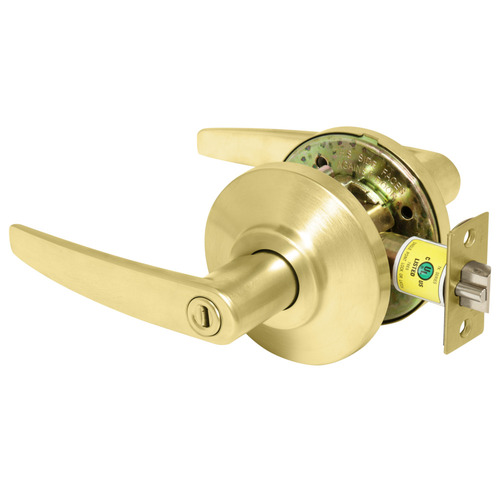 Grade 2 Privacy Cylindrical Lock, 16 Lever, Non-Keyed, Satin Brass Finish