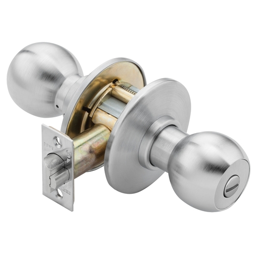 Privacy Cylindrical Lock, 4 Knob, Non-Keyed, Satin Chrome Finish