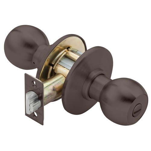 Privacy Cylindrical Lock, Grade 1, 4 Knob, Non-Keyed, Dark Bronze Finish