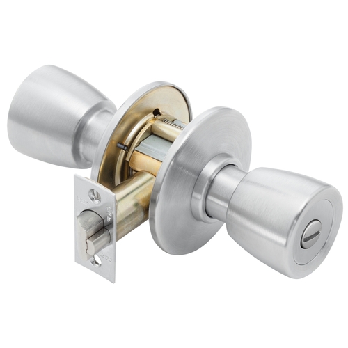 Privacy Cylindrical Lock, Grade 1, Non-Keyed, Satin Chrome Anti-Microbial Finish, 6 Knob