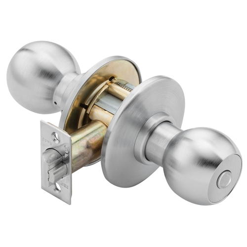 Hospital Privacy Cylindrical Lock, 4 Knob, Non-Keyed, Satin Chrome Finish