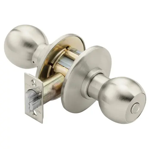 Hospital Privacy Cylindrical Lock, 4 Knob, Non-Keyed, Satin Nickel Finish