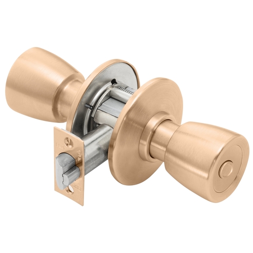 Hospital Privacy Cylindrical Lock, 6 Knob, Non-Keyed, Satin Bronze Finish