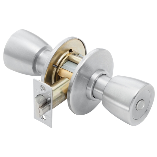 Hospital Privacy Cylindrical Lock, Grade 1, 6 Knob, Non-Keyed, Satin Chrome Anti-Microbial Finish, Non-handed