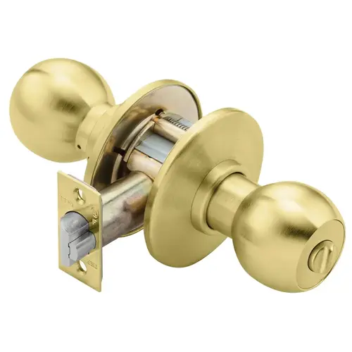 Communicating Cylindrical Lock, 4 Knob, Non-Keyed, Satin Brass Finish