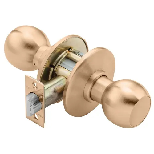 Satin Bronze Patio Cylindrical Lock, 4 Knob, Non-Keyed, Non-handed