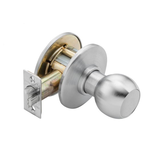 Satin Chrome Closet Cylindrical Lock, 4 Knob, Non-Keyed, Non-handed