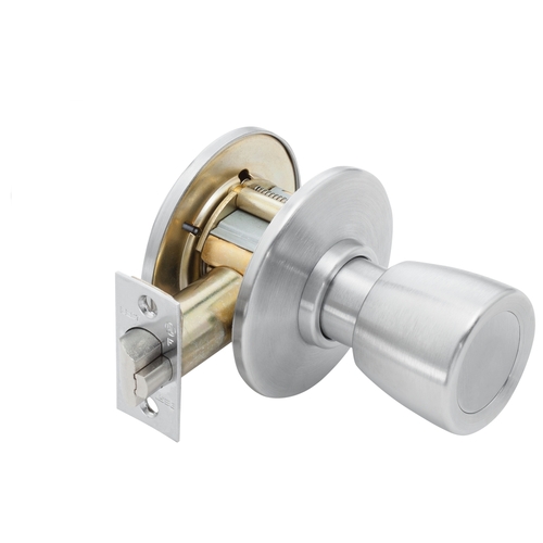 Exit Cylindrical Lock Grade 1 6 Knob Satin Chrome Non-Keyed Non-Handed