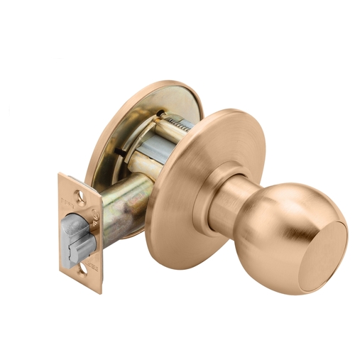 Exit Cylindrical Lock, 4 Knob, Non-Keyed, Satin Bronze Finish, Non-handed