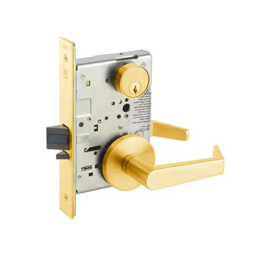 8809FL Mortise Classroom or Office with Thumbturn Lever Lockset, Bright Polished Brass