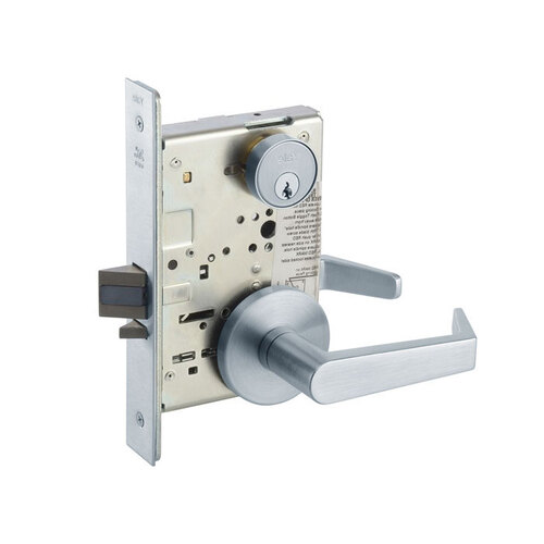 8809FL Mortise Classroom or Office with Thumbturn Lever Lockset, Bright Polished Chrome