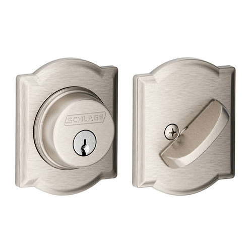 B60 Deadbolt with Camelot Trim, Satin Nickel