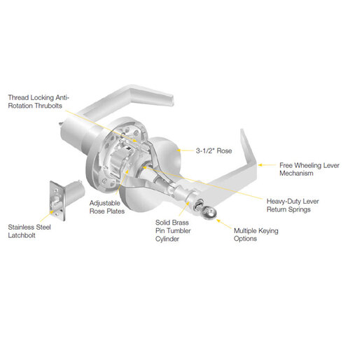 Yale Commercial PB-5491LN-1210-626-24V-REX-LC 5400LN Series Heavy Duty Electric Lever lock