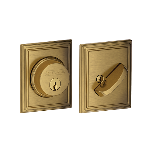 B60 Deadbolt with Addison Trim, Satin Brass Blackened