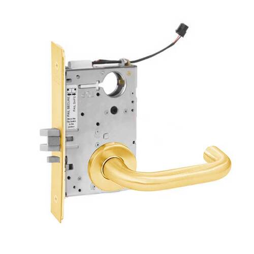 ML20914 Mortise Electrified Lever Lockset Bright Polished Brass