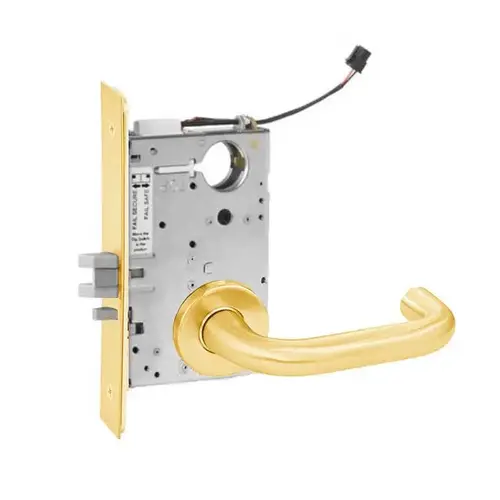 ML20906 Mortise Electrified Lever Lockset Bright Polished Brass