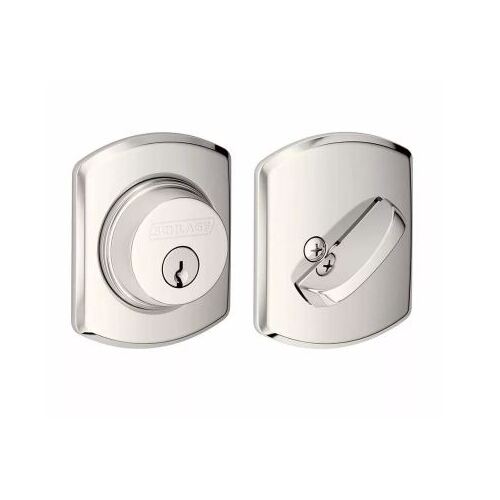 B60 Deadbolt with Greenwich Trim, Bright Polished Nickel