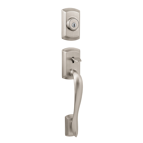 KWIK OUTSIDE GRIP & DBL CYL Deadbolt TRI Satin Nickel