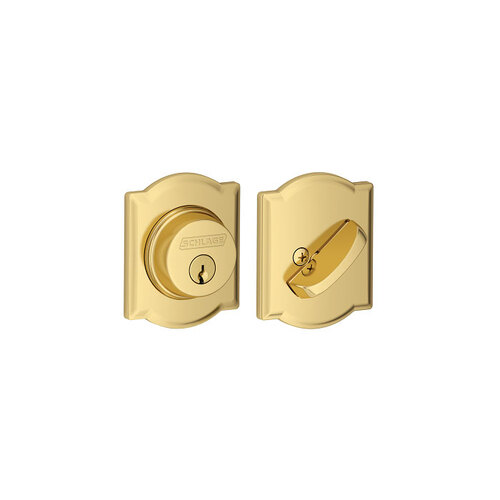 B60 Deadbolt with Camelot Trim, Bright Brass