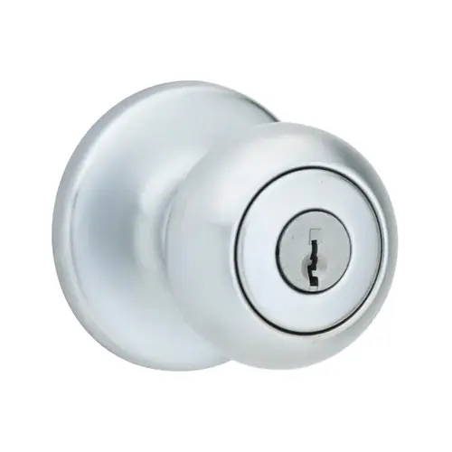 Cove Keyed Entry Knob Satin Chrome