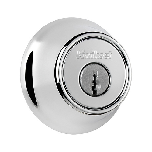 Single Cylinder Deadbolt, KW1 Keyway, Keyed Alike 3, Radius Corner Adjustable Latch 2-3/8"-2-3/4" Backset, 85063 Radius Corner and 5303 Full Lip Strike, Grade 3, Polished Chrome US26/625