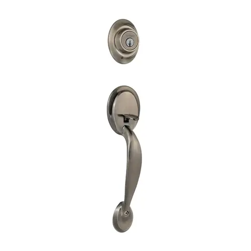 Dakota Exterior Single Cylinder Handleset Trim Satin Nickel Blackened