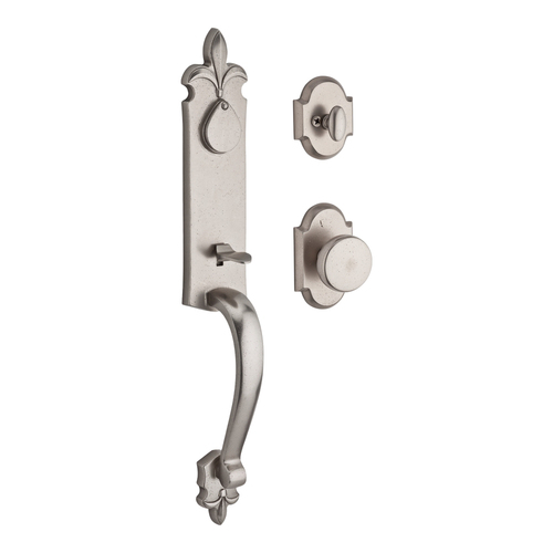 Cottonwood Handleset with Rustic Knob White Bronze