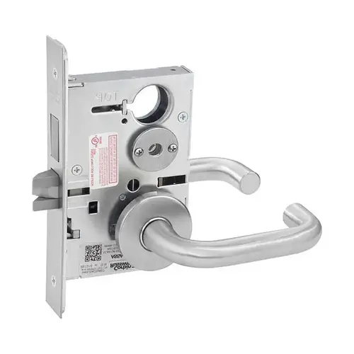 ML2020 Mortise Privacy Lever Lockset x Half Trim Satin Chrome