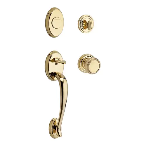 Columbus Handleset with Traditional Knob Bright Polished Brass