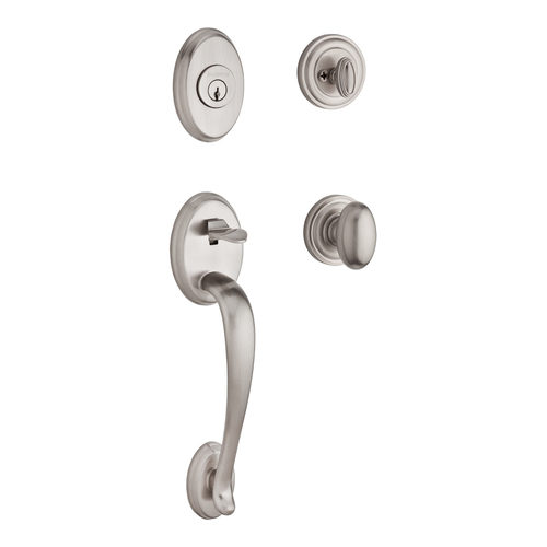 Columbus Handleset with Ellipse Knob Satin Nickel