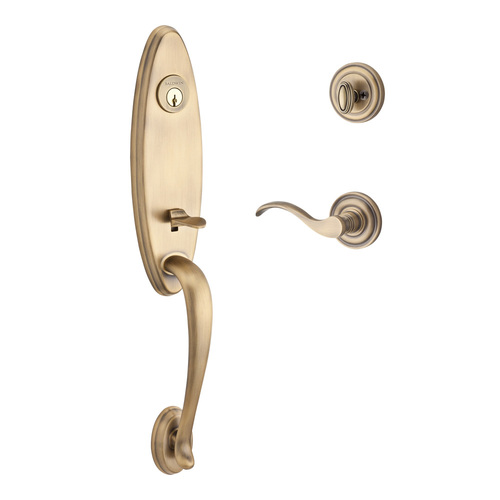 Chesapeake Handleset with Curve Lever Matte Brass & Black