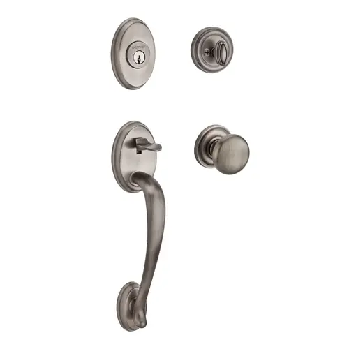 Baldwin SC-COL-ROU-TRR-152 Columbus Handleset with Round Knob Matte Antique Nickel