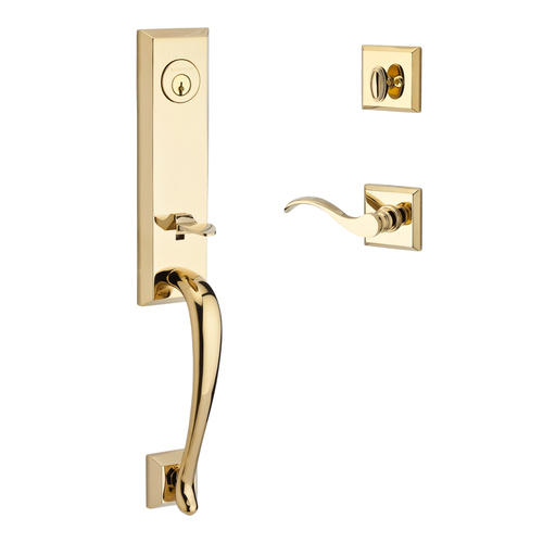 Del Mar Handleset with Curve Lever Bright Polished Brass