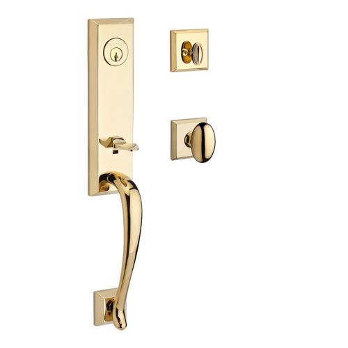 Del Mar Handleset with Ellipse Knob Bright Polished Brass