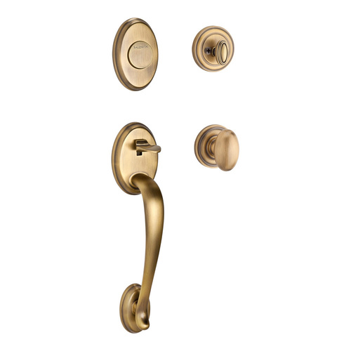 Columbus Handleset with Ellipse Knob Matte Brass & Black