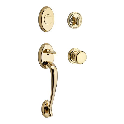 Columbus Handleset with Round Knob Bright Polished Brass