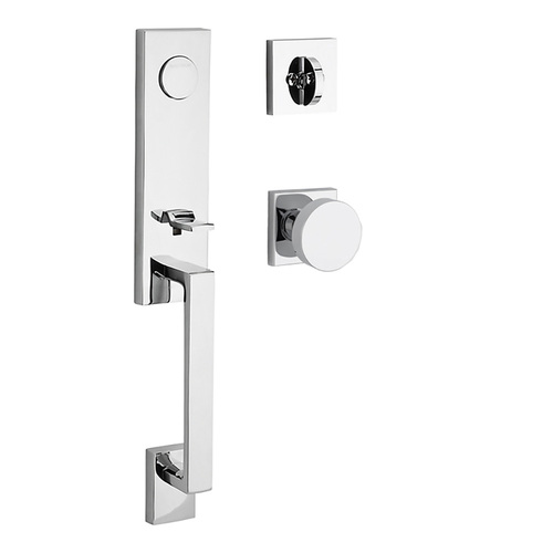 Seattle Handleset with Contemporary Knob Polished Chrome