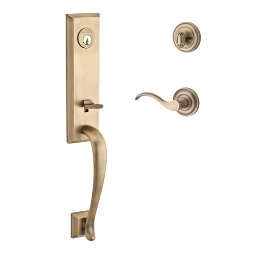 Del Mar Handleset with Curve Lever Matte Brass & Black