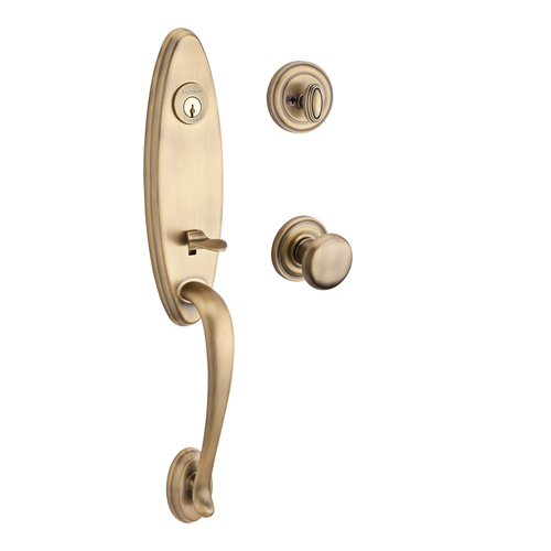 Chesapeake Handleset with Round Knob Matte Brass & Black