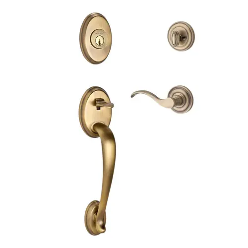 Columbus Handleset with Curve Lever Matte Brass & Black