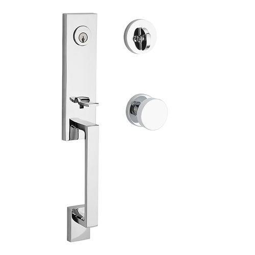 Seattle Handleset with Contemporary Knob Polished Chrome