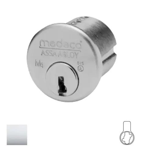 1-1/8" Mortise Cylinder, Biaxial, Sub-Assembled Bright Polished Chrome