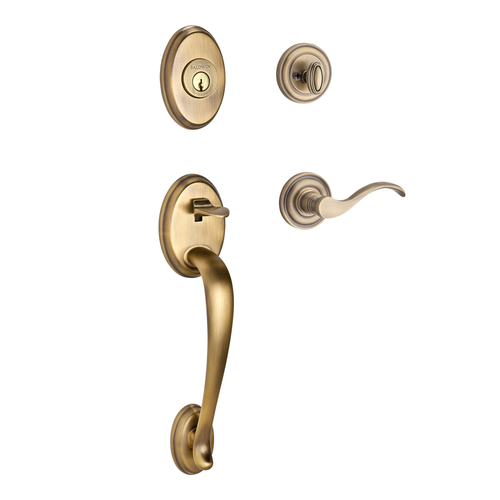 Columbus Handleset with Curve Lever Matte Brass & Black