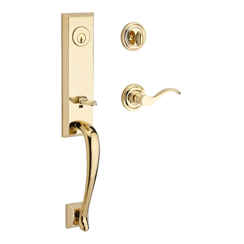 Del Mar Handleset with Curve Lever Bright Polished Brass