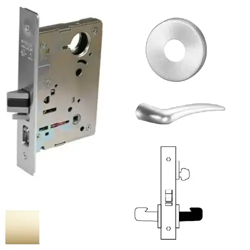 8200 Series 8204 Storeroom/Closet Lockset Less Cylinder Bright Polished Brass